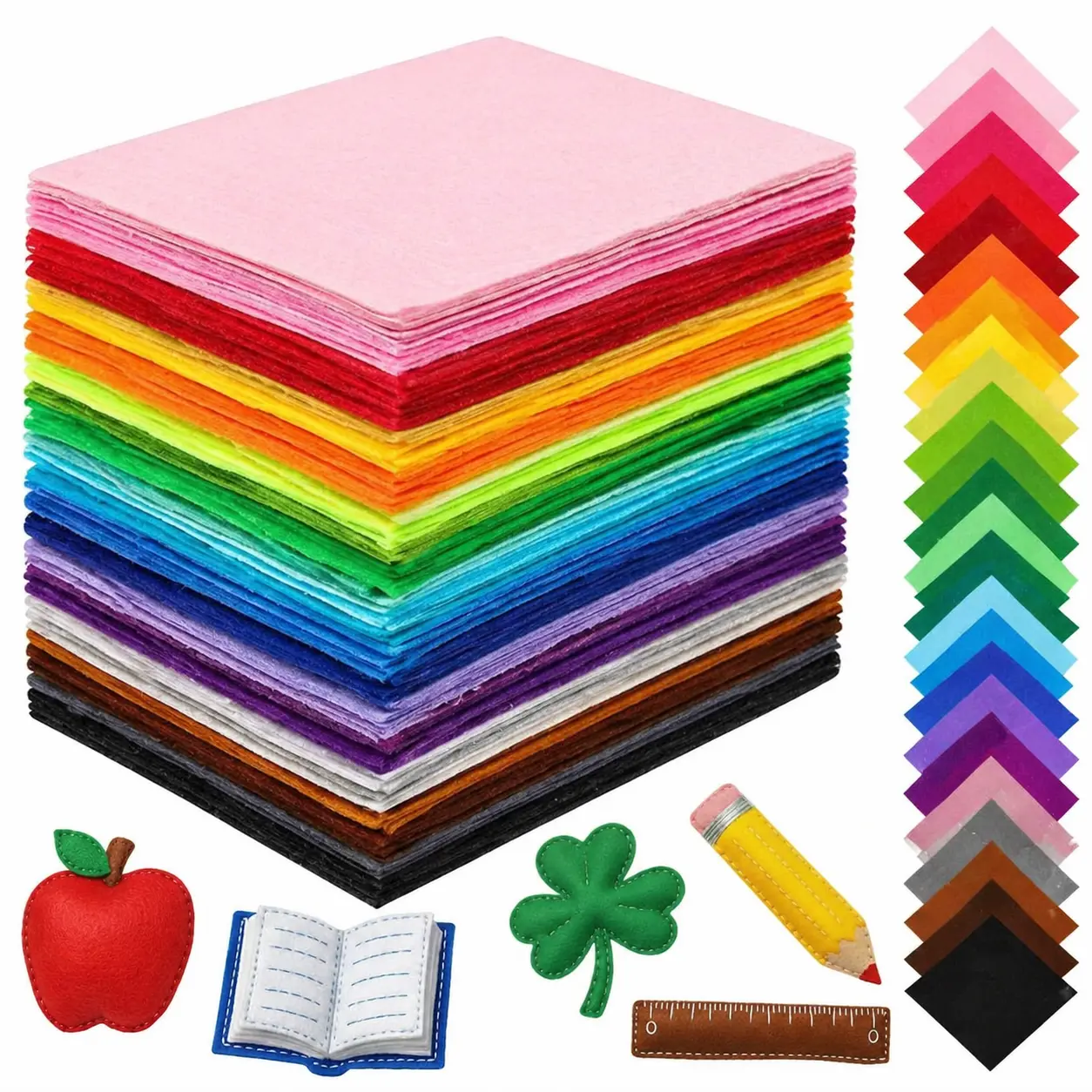 Stiff Synthetic Craft Felt Fabric Bulk - 120 Sheets, 40 Classic Colors, 12x8 in Eco-Friendly Fray-Free Edge, Child-Safe for Art Students, DIY Sewing, Christmas Decor