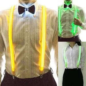 Light Up Men's Smart LED Suspenders and Bow Tie for Music Illuminated Festival Costume Party Decor Supplies, Holiday Halloween Christmas Decor, Cool Stuff, Bar Performance