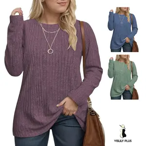 Women's Plus-Size-Tops Long Sleeve Dressy Comfy Crewneck T-Shirts Lightweight Casual Loose Fit Sweatshirts Tunics Tops XL-5XL DPS1122 Elegant Basic Womenswear sweaters for women