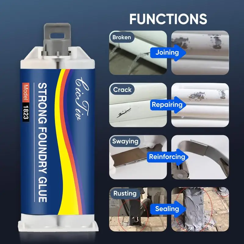 Strong Foundry Glue - Heavy Duty Metal & Plastic Repair Adhesive | High Temperature Resistant Casting Welding Compound | Industrial Strength Epoxy for