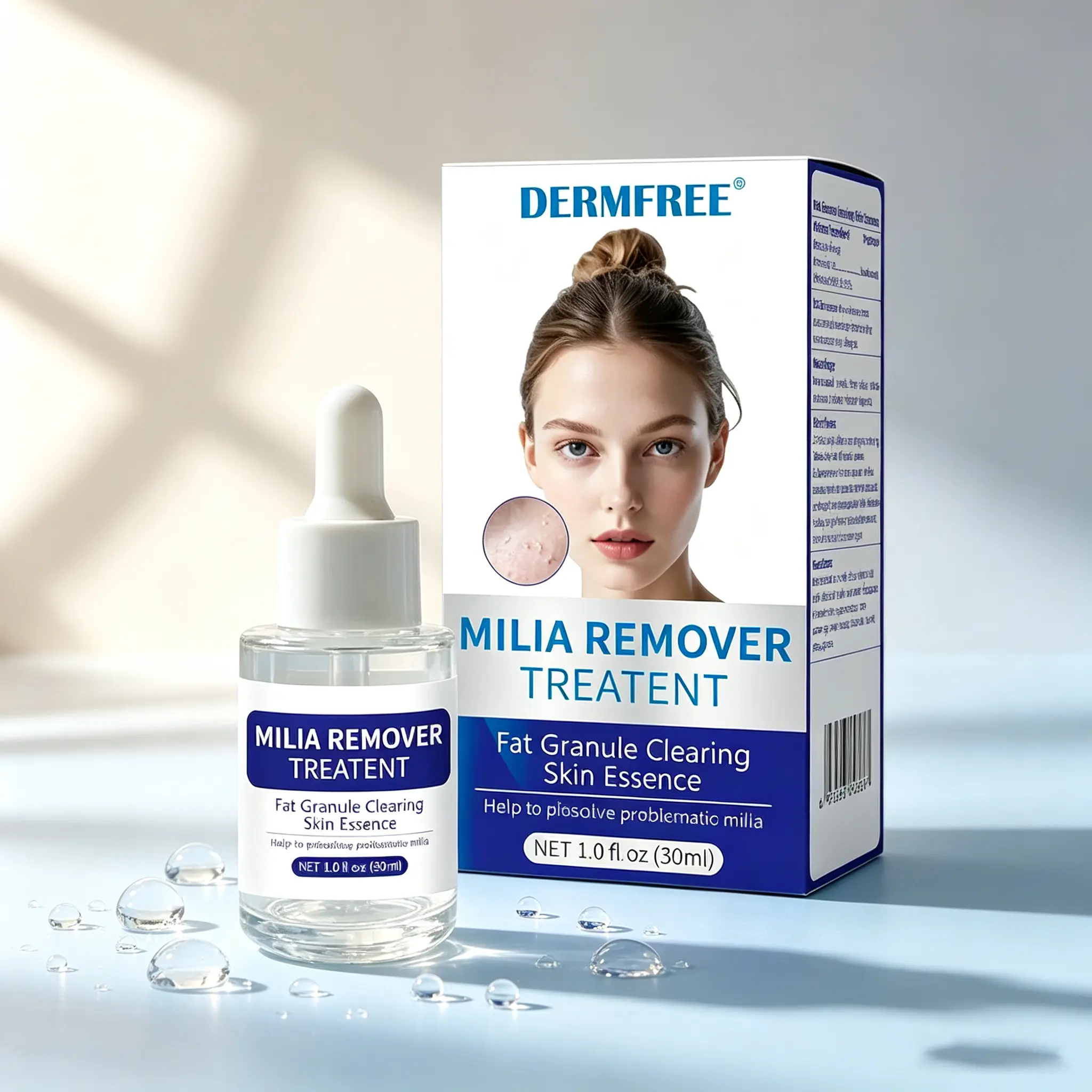 DERMFREE Milia & Skin Tag Remover Serum (30ml) with Salicylic Acid, Hyaluronic Acid, Gentle Soothing Fast-Acting Care, Brush Applicator for Neck & Body, Sensitive Complexion-Friendly
