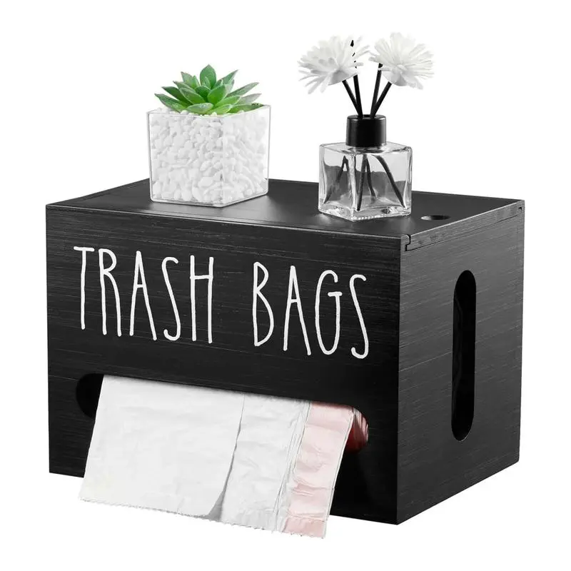 Trash Bag Holder Dispenser, Stackable Garbage Bag Dispenser, Extra Large Trash Organizer for Kitchen Laundry Under Sink, Freestanding, Metal Black
