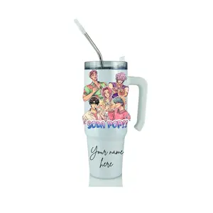 Sajaboys Kpop 30oz Personalized Tumbler with Lid Straw and Cleaner Brush Customizable Name Design