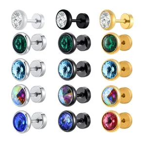 Stainless Steel White Zircon Stud Earrings, Simple Style for Men, Men's Earrings, Small Stud Earrings, Fashionable and Personalized Jewelry ES-332