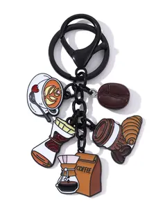 Cute Cartoon Coffee Cup Keychain, Alloy Key Ring, Sweet Style Pendant, Perfect Gift for Friends and Family, Casual Afternoon Tea Accessory, Charming Keychain, Trendy Cute Keychain