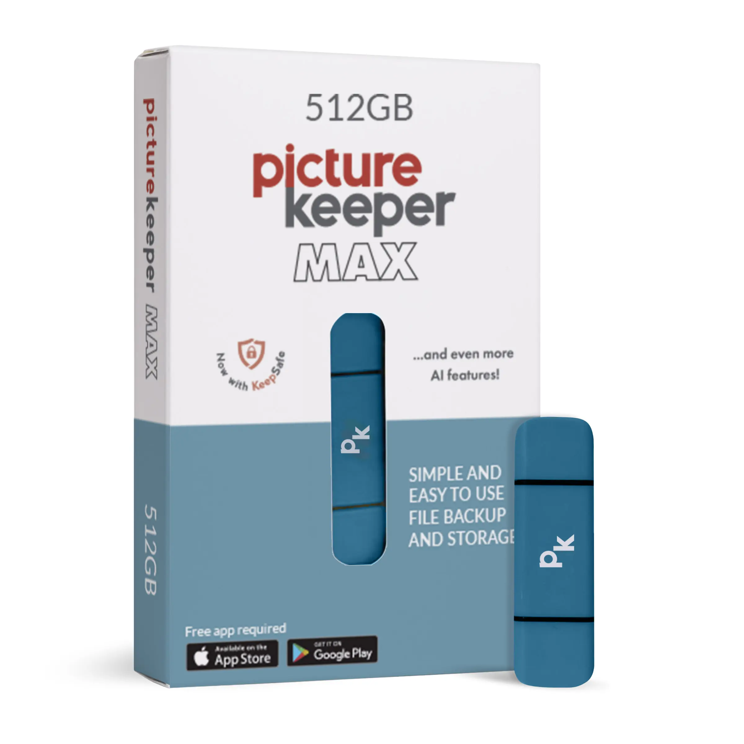Picture Keeper MAX 512GB, Photo Backup for Smart Phones, Computers, and Tablets