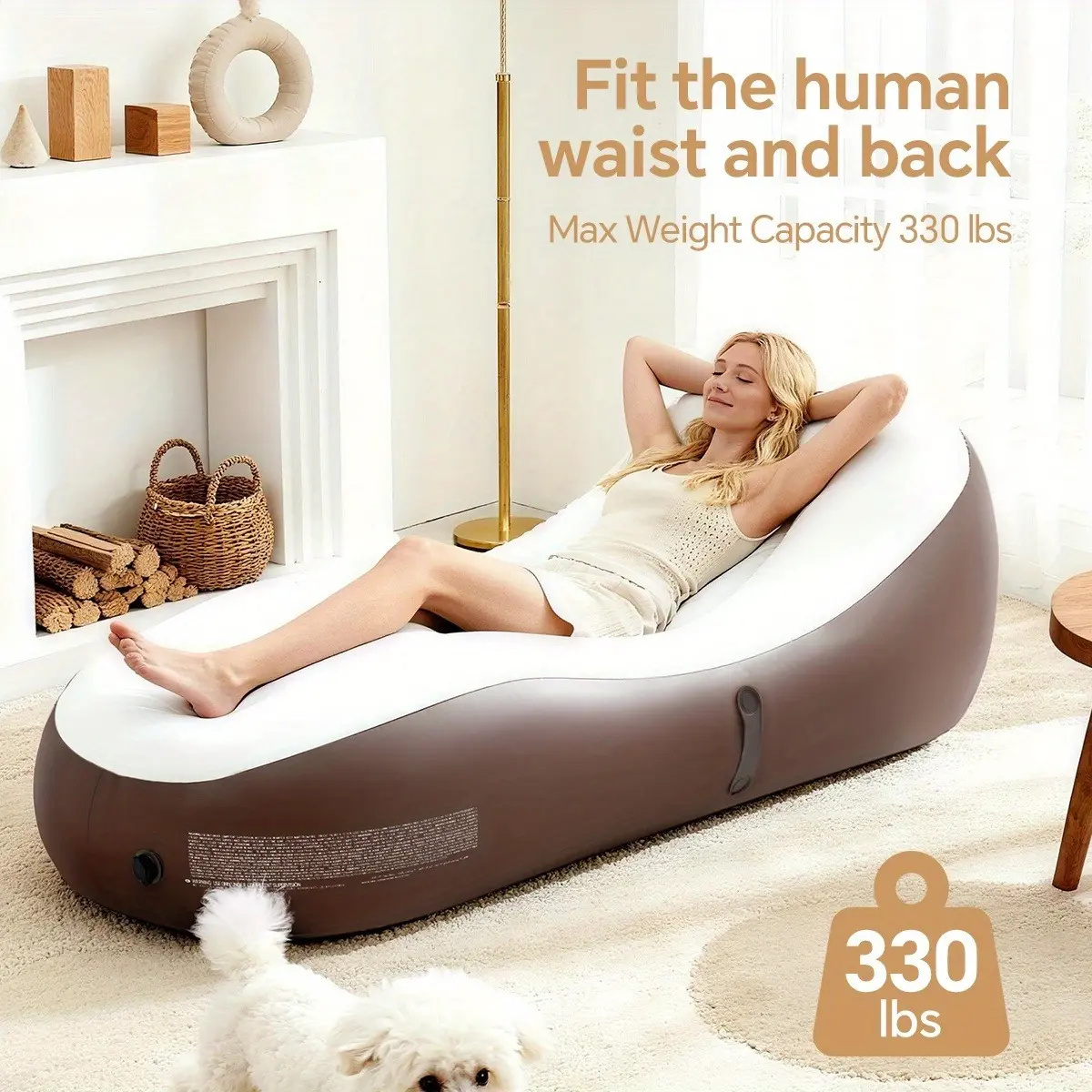 Ergonomic Inflatable Lounge Chair for Adults, Wear-Resistant Flocked Lazy Sofa with Backrest for Outdoor Camping, Campfire & BBQ Party, Floor Sofa Chair, Single Person, Inflate And Relax, Packs Down Easily