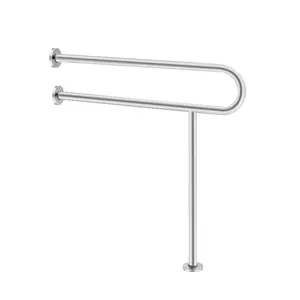 VEVOR Toilet Safety Rail, 31.5 Inch U-Shaped Handicap Grab Bar, 304 Stainless Steel Senior Safety Pole, Toilet Grab Bars with Anti-Slip Handle, 300 Lbs Load Capacity Security Handrail with Support Leg
