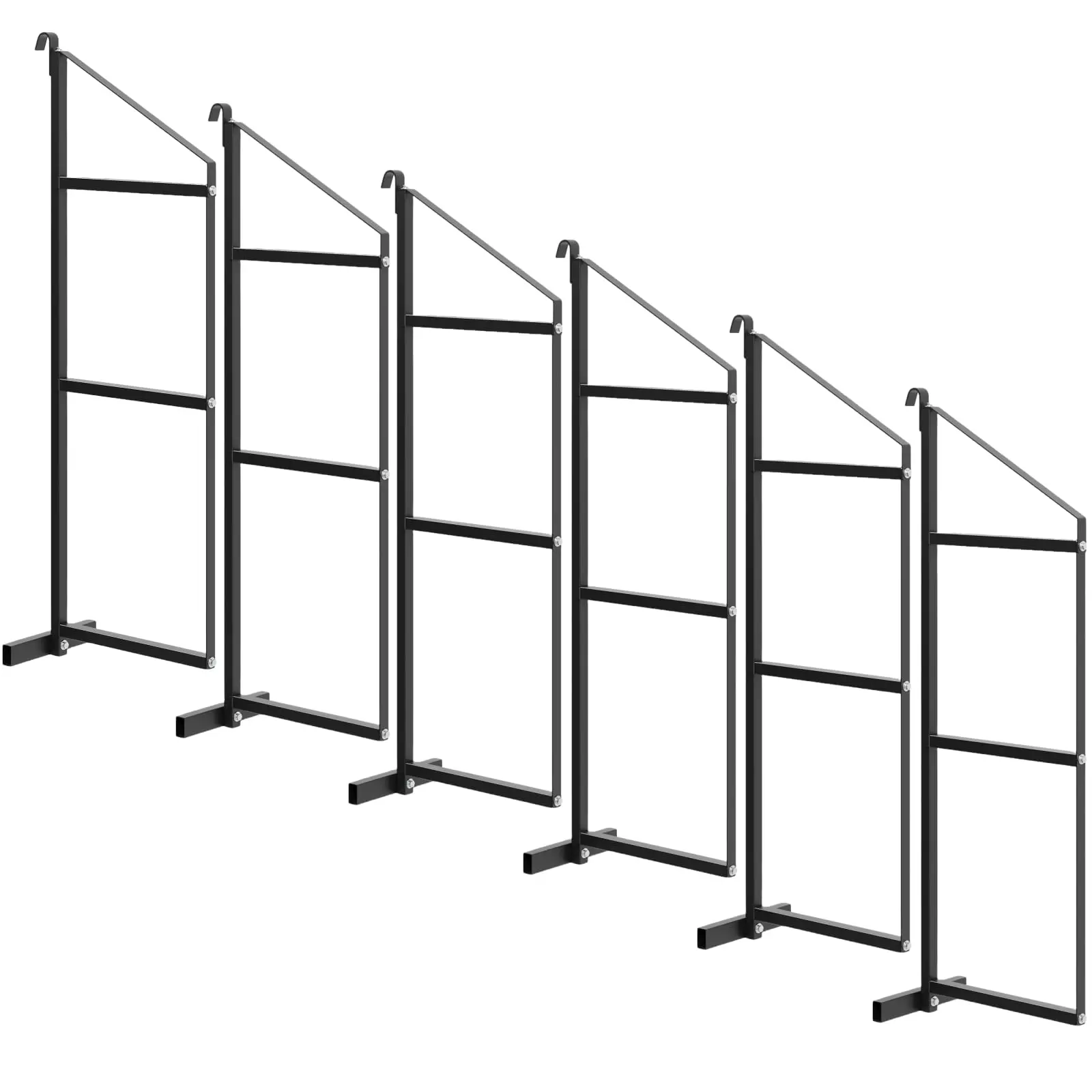 6 Pack Shipping Container Shelving Bracket, Adjustable 3-Tier Powder Coated Steel Rack (22''D x 60''H), 1100LBS Capacity, Heavy-Duty Shelf Brackets, D-Ring Mount for Container/Cargo/Garage/Workshop
