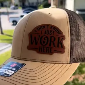 Work here  Leather patch Hat