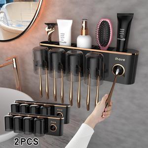 wall mounted toothbrush holder, multifunctional bathroom storage wall hanger, toothbrush toothpaste storage box