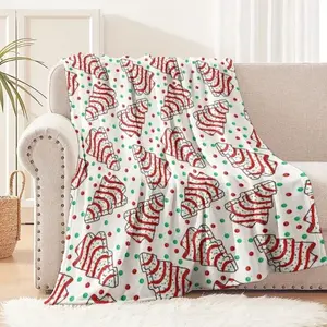 Cozy Christmas Holiday Tree Pattern Blanket, Polyester Fabric, Machine Washable, Suitable for Bedroom Living Room Decoration soft comfy blanket cozy  blankets shopping  deals Suitable as a gift sizes 60*80,30*40(baby ),40*50(kids),50*60