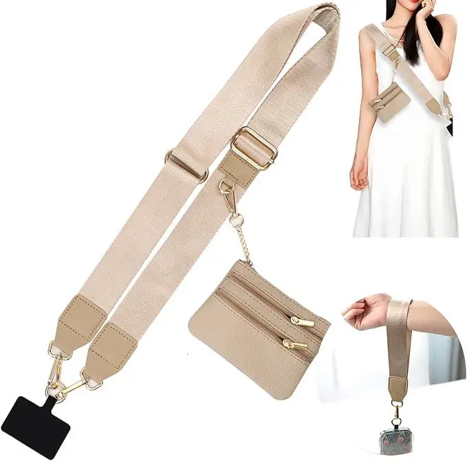Adjustable Clip-On Crossbody Phone Strap with Built-In Zipper Wallet Pouch - Hands-Free Sports & Outdoor Accessory for Small Daily Essentials, Gym Use, and Mother’s Day Gifting, Accessories