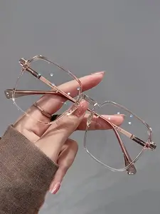 Unisex Fashion Square Frame Anti-Blue Light Glasses, PC Material Plain Design Eyewear, All-Season Casual Style Protection, Square Frame Eyeglasses