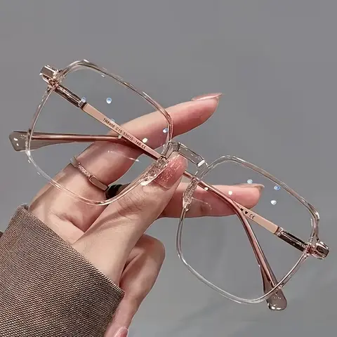 Unisex Square Frame Anti-Blue Light Glasses, PC Material Plain Design Fashion Accessory Eyewear, All-Season Casual Eyewear, Blue Light Blocking, Square Computer Glasses