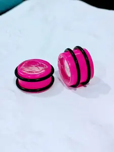 Ear Gauges, 2 pcs, 3/4 inch Gauges, 19mm - Plugs for Stretched Ears - Pair (2) UV Pink