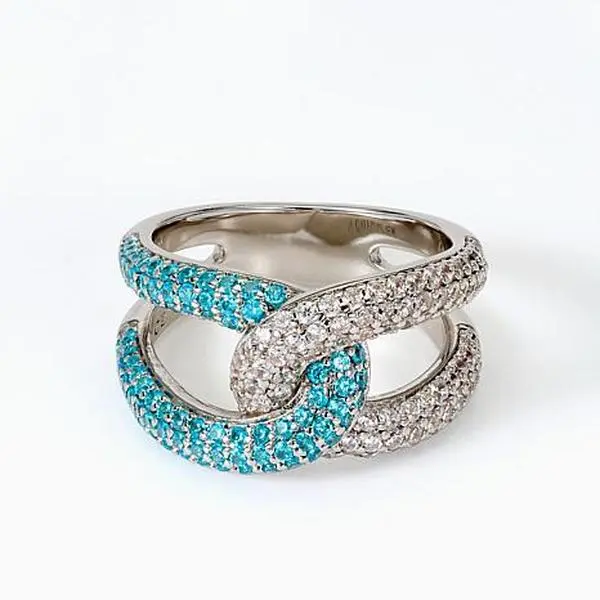 Radiance by Absolute™ Two-Tone Interlocking Pavé CZ Ring