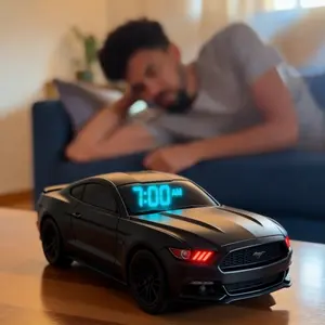 Super Sports Car Alarm Clock – Realistic Supercar Design with Real Engine & Exhaust Sound, LED Digital Clock, Cool Gift for Car Enthusiasts