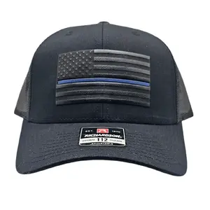 Thin Blue Line American Flag Richardson Snapback Trucker Hat - Honoring Law Enforcement