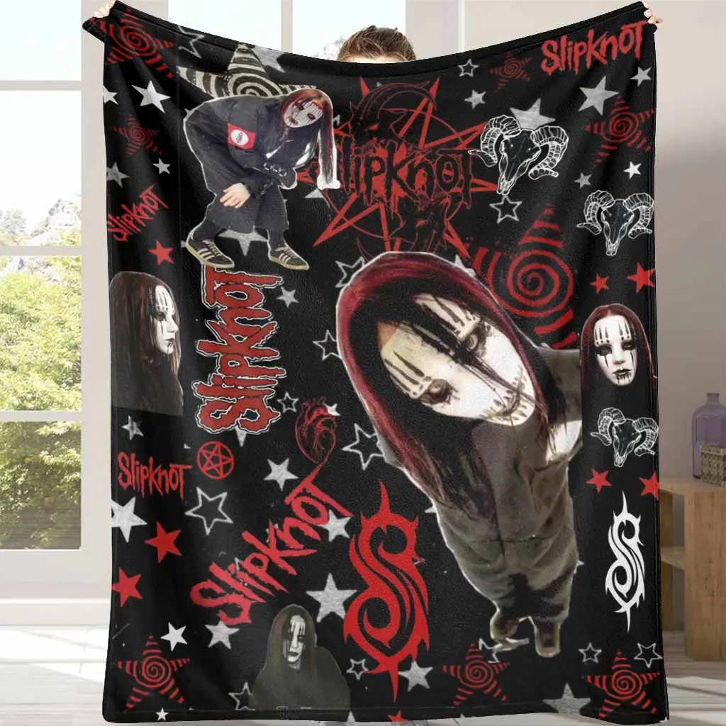 Slipknot Heavy Metal Band Theme Printed Flannel Blanket - Soft Throws Blanket, Breathable, Warm, Cozy, Wrinkle Resistant, Anti-Pilling, Durable - 50*60in (Medium for Teens), 60*80in (Large for Adults) - Unique Indoor Fan Gift