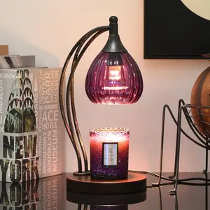 Candle Warmer Lamp with Timer Dimmer - Candle Light Warmer for Jar Candles with 2 Bulbs - Electric Candle Lamp Wax Warmer for Scented Wax Housewarming Gifts  Home Decor for Women Purple Black