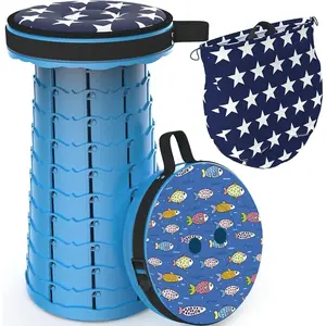 Upgraded Portable Collapsible Stool with Cushion Telescoping Stool with Painting Retractable Folding Stool Sturdy Capacity 440Ibs Camping Stool for Outdoor Hiking BBQ with Bag