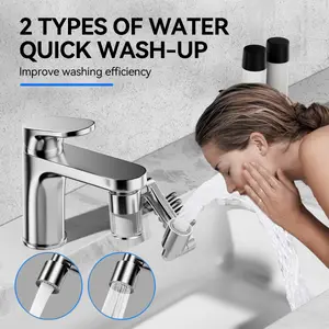 Stainless Steel Rotating Faucet with 2pcs Detachable Filter, Mount Water Tap Faucet Sprayer with 23.6'' Pullout Hose for Kitchen Bathroom Washing Room Sinks,Fits for Kinds of Faucets