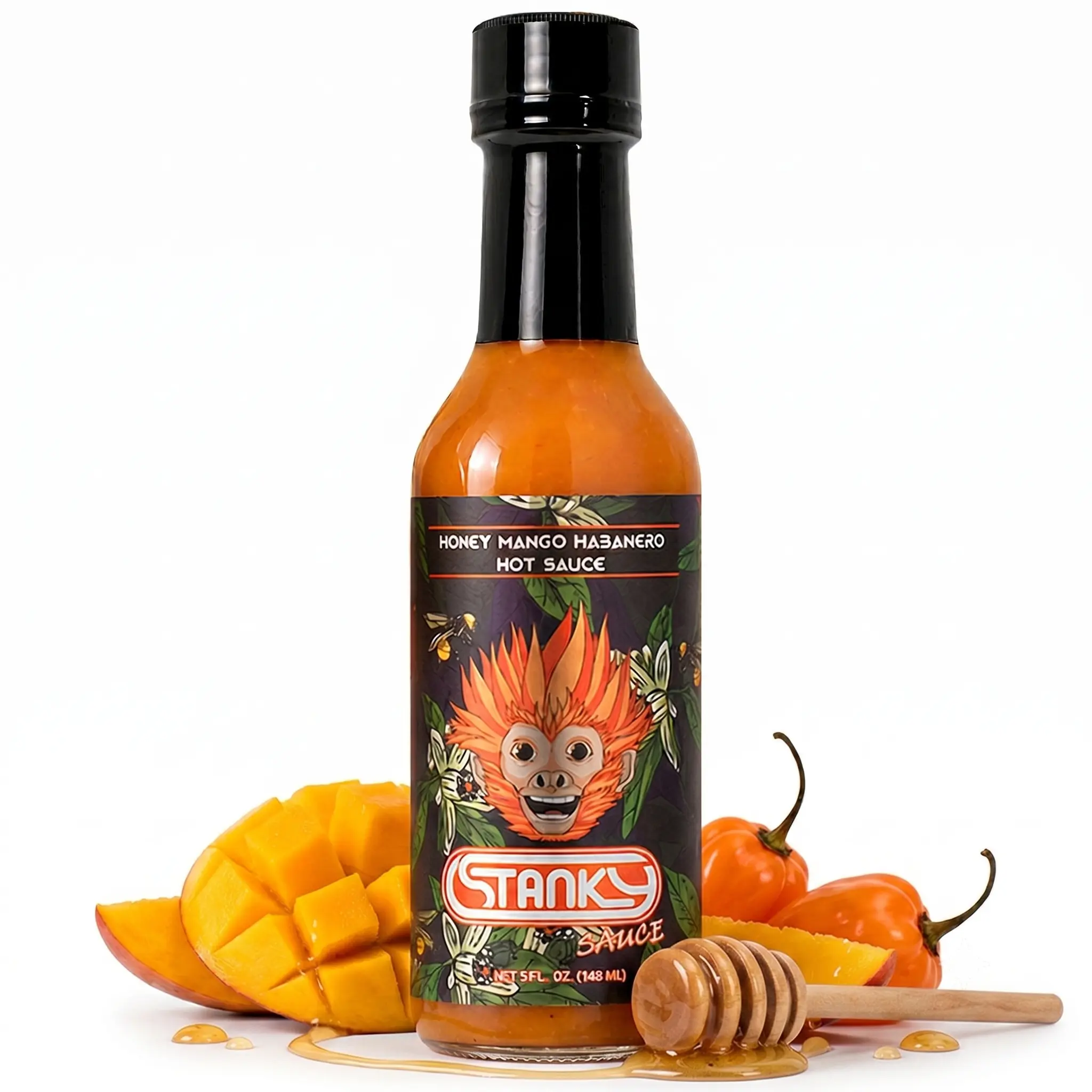 Stanky Sauce Sweet & Spicy Honey Mango Habanero Hot Sauce - Versatile Flavor for Everyday Use - Perfect for Wings Pizza Tacos & More - Bold All-Natural Flavor