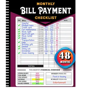 Monthly Bill Payment Checklist: Bill Tracker Notebook, The 4-Year Guide for Families & Money Managers, 960 Billing Records Included!