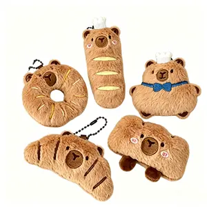 Cute Bread Capybara Plush Keychain, Soft Fuzzy Bag Charm for Women & Men, Cartoon Bread Keychain Gift