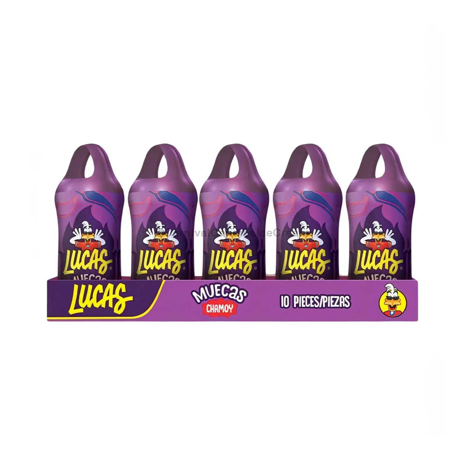 Lucas Muecas Mexican Candy Lollipop (10 Count), Flavors of Watermelon, Cucumber, Cherry, Mango, Chamoy, Spicy, Sweet, Sour, Bonbon, Dulces Mexicanos