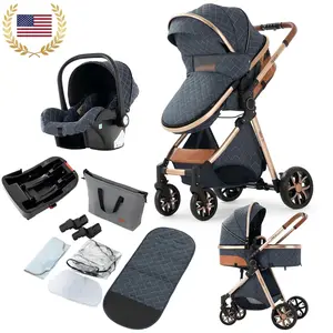 4-in-1 Convertible Baby Stroller Travel System | Infant Car Seat Safety Seatbelt Foldable Pram | Adjustable Sunshade Canopy Reversible Seat Diaper Bag | Lightweight One-Hand Fold for First Time Moms | Newborn Baby Girl Boy Gift