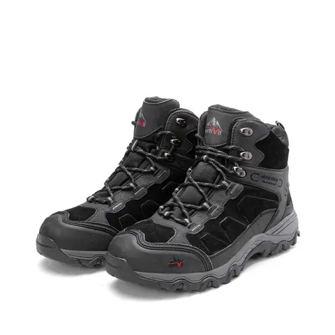 NORTIV 8 Male Waterproof Suede Leather Hiking Boots - Outdoor Travel Footwear with Protective Toe Cap, High-Traction Rubber Outsole, Foam, All-Season Rugged Trekking Camping Water Resistant Shoes