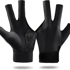 Left Hand 3 Finger Billiard Pool Glove Durable Double Stitching Adjustable Popular Size Snooker Cue Sport Glove for Men Women