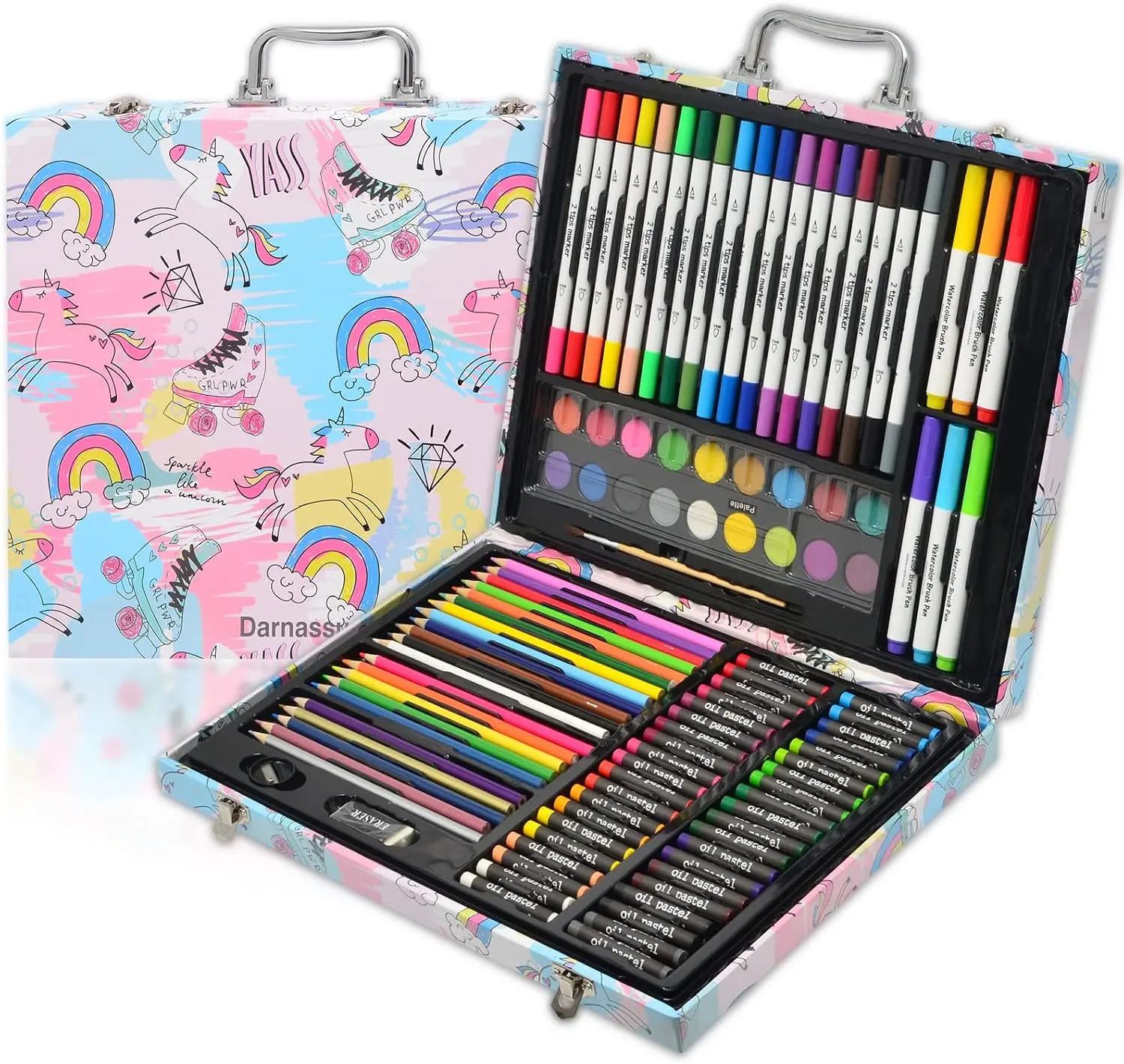 [Back to School]132-Piece Art Set, Deluxe Professional Color Set, Creating Gift Box, Art Set Crafts Drawing Painting Christmas Kit for Kids and Adult, Girls Boys