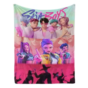 KPop Demon Hunters SAJA BOYS & HUNTR/X Flannel Blanket, 3-Section Throw, Ultra Soft Cozy Fan Blanket 30x40 40x50 50x60 60x80inch