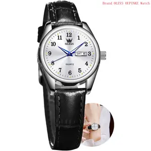 Brand OLEVS Womens Leather Watch, Brown Womens Watches Leather Band Waterproof Analog Dainty Womens Ladies Watch for Small Wrists, Easy Read Luxury Dress Watches for Women Arabic Numbers White/Blue/Black