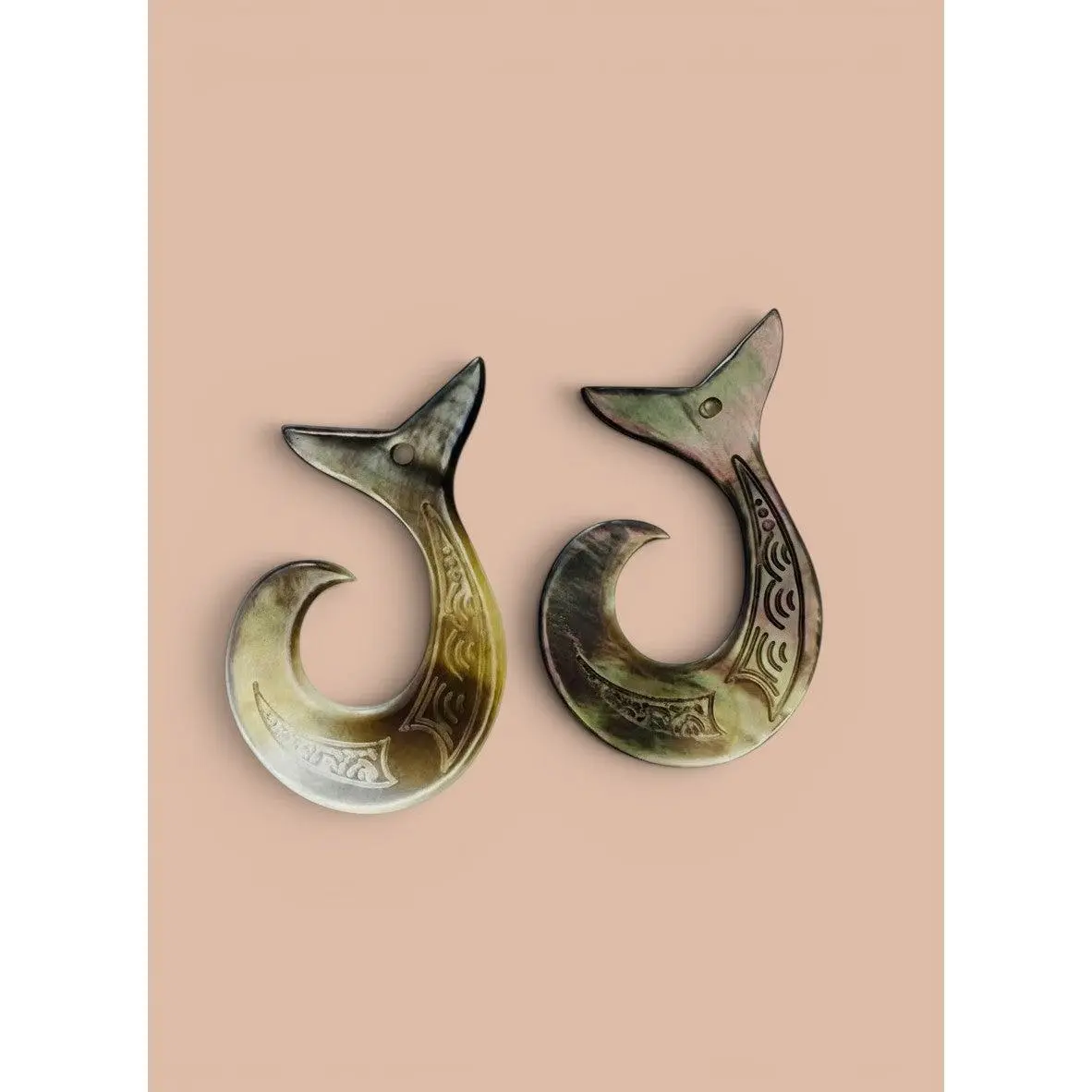 Mother of Pearl Fish Hook Dangle Earrings, Natural Shell Island Style Jewelry Gift