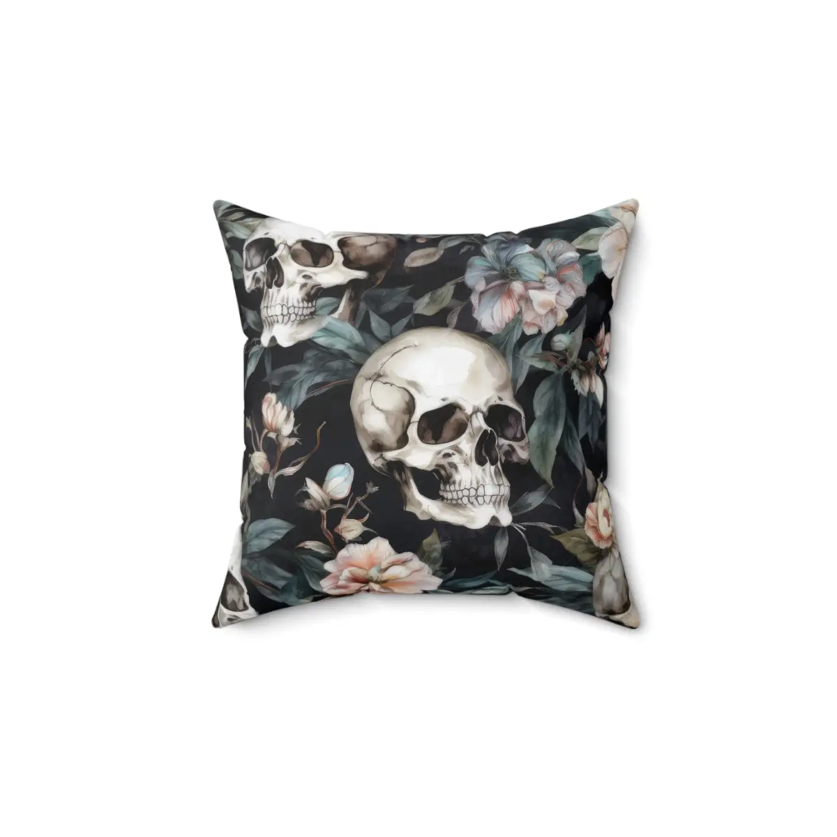 Skull and cross blooms Spun Polyester Square Pillow