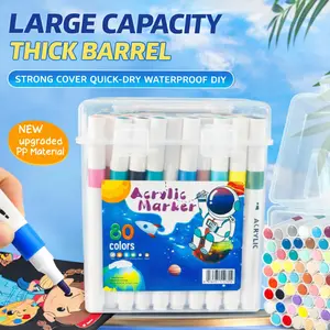 24/36/48 Colors Acrylic Paint Marker Set, Acrylic Markers for Rock Painting, Ceramic, Glass, Wood, Canvas, Fabric, DIY Crafts, Quick Dry Waterproof Paint Pens, Vibrant Art Markers Kit with Storage Case for Artists, Adults, School Projects, DIY Design