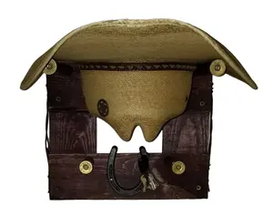 Western Cowboy Hat Rack Handcrafted Wooden Organizer with Bolo Tie Design Rustic Western Hat Display Space Saving Home Decor Made in USA Hanging 10x10x10 Inches