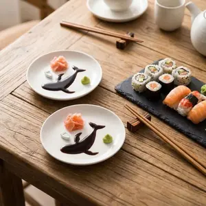 2Pcs Whale Shaped Sauce Dish, Cute Kitchen Dipping Plate，Unique design gives you a different dining experience.