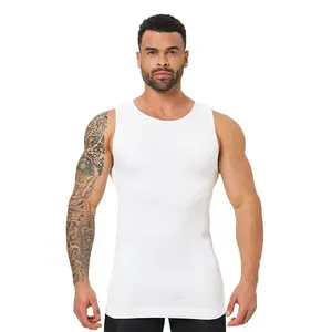 YOWODA Men's Seamless Compression Tank Top - Gynecomastia-Adapted Contoured Cut Nylon Blend Undershirt, Compression Support, Sports Clothing, Yoga Sports Vest for Gym Activewear Workout Vest Sweat Sauna Vest