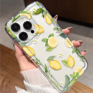 Lemon Flower Pattern Anti-Drop Tpu Phone Case for Apple iPhone & Samsung Models, Durable Material, Shockproof Design