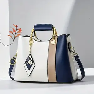 Women Elegant Color-Block Tote Bag| Large Capacity Magnetic Closure Golden-Tone Hardware| Adjustable Crossbody Shoulder Strap Work Casual