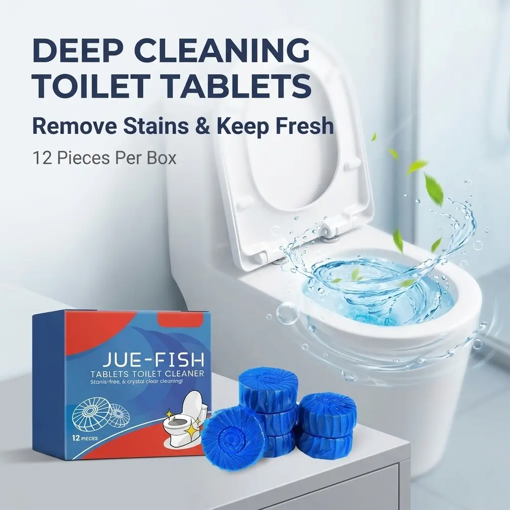 Toilet Bowl Cleaner Tablets, Automatic Toilet Tank Cleaner, Blue Cleaning Tablets for Deodorizing & Descaling, Powerful Stain Removal, Slow-Release Formula Cleans Toilet Bowls, Tanks & Pipes, Keeps Water Fresh and Clean with Easy Long-Lasting Use