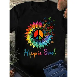 Vintage Daisy Peace Symbol Bohemian Spirit Shirt Love and Peace Tee for Flower Enthusiasts