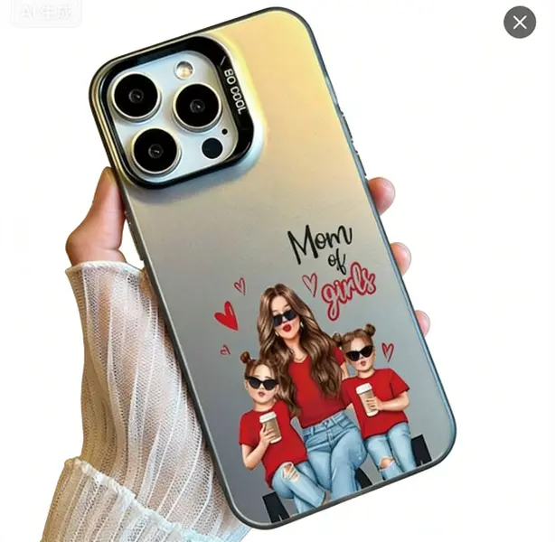 Phone Case - A Trendy And Minimalist Cartoon Mother-Daughter Patterned Phone Case That Is -Selling, Featuring Anti-Slip, Large Holes, And Shockproof Design. It'S a Fun And Unique Gift Suitable for Both Men And Women During Holidays