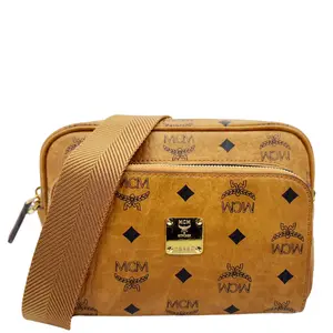 Pre-owned MCM Coated canvas and Leather Crossbody Bags Aren Small Classic Visetos Canvas Crossbody Bag Cognac
