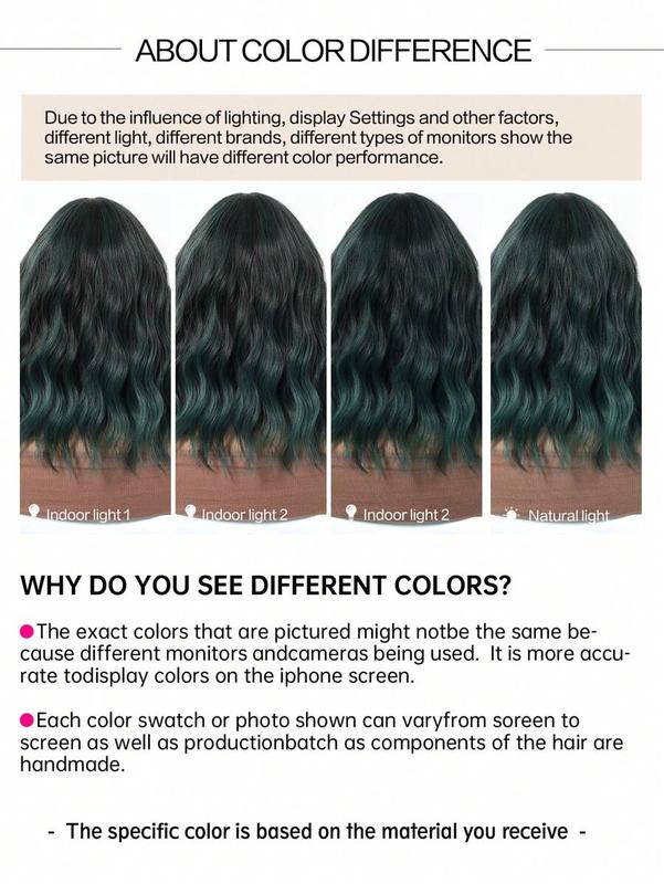 Dark Green Bob Wigs For Wome Curly Wavy Wigs With Bangs Short Heat Resistant Synthetic Wigs For Party Costume Daily Wear Colorful Wigs